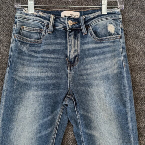 VERVT Altered Jeans Women's 25 Blue Denim Hippy Wide Leg Distressed Frayed READ - Picture 2 of 16